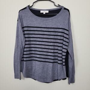 Ann Taylor Loft‎ Womens Black Gray Sheer Back Pullover Sweater Size Small